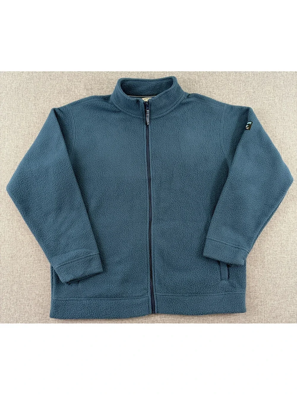 Orvis Classic Collection Blue Full Zip Fleece Jacket XL Mock Neck Outdoor Hiking